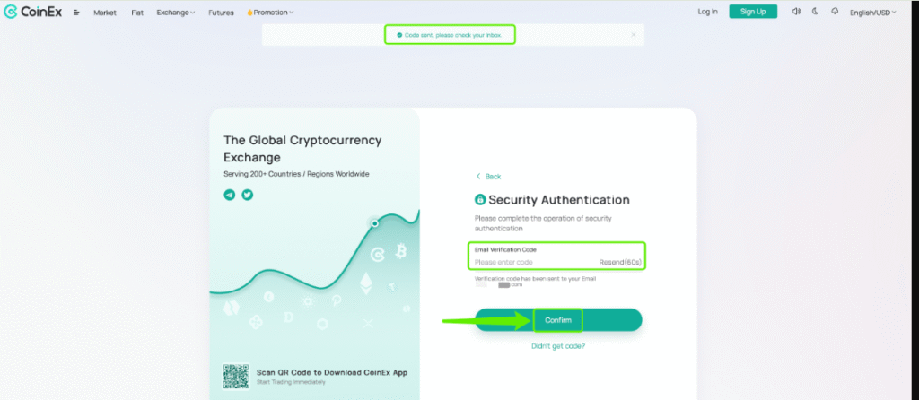 how to create your coinex account